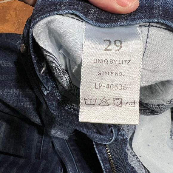 Uniq By Litz Striped Pattern Flared Denim - Picture 16 of 16